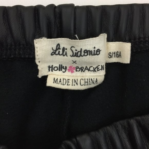 LILI SIDONIO x MOLLY BRACKEN Textured Fleece Lined Soft Faux Leather Leggings - Picture 2 of 13